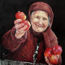 бабушка с яблоками