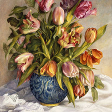 Оригинал схемы вышивки «тюльпаны в вазе» (№910751)