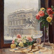 Оригинал схемы вышивки «розы у окна» (№914710)