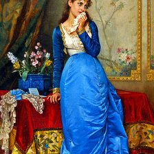Оригинал схемы вышивки «Девушка в голубом платье» (№916607)