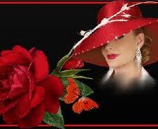 Схема вышивки «дама в красной шляпе»