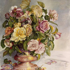 Оригинал схемы вышивки «розы в вазе» (№918603)