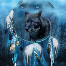 Схема вышивки «ловец снов "волк"»
