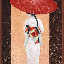 Схема вышивки «Японка с зонтиком»
