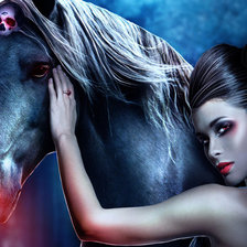 Оригинал схемы вышивки «Девушка и конь» (№925963)