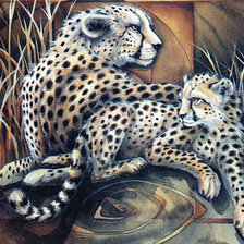 Схема вышивки «семья леопардов»