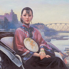 Оригинал схемы вышивки «Китайская незнакомка Художник Ван Кэвэй» (№934071)