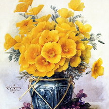 Схема вышивки «букет жёлтых цветов в вазе»