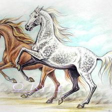 Схема вышивки «Пара лошадей»