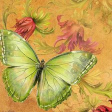 Оригинал схемы вышивки «бабочка и цветы» (№936400)