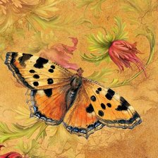 Схема вышивки «бабочка и цветы»