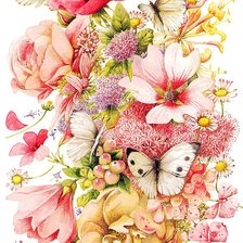 Оригинал схемы вышивки «цветы и бабочки» (№938078)