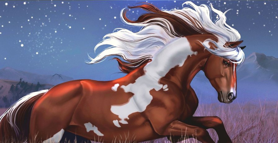 лошадь на скаку - живопись, конь, лошадь, животное, природа - оригинал