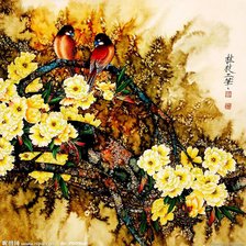 Оригинал схемы вышивки «птицы на дереве в японском стиле» (№940535)