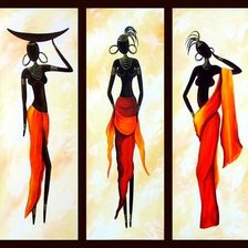 Схема вышивки «триптих с африканскими девушками»