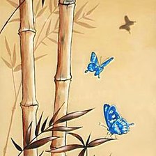 Оригинал схемы вышивки «панель с бамбуком и бабочками» (№941867)