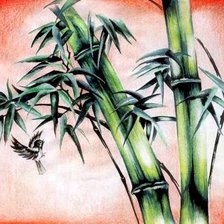 Оригинал схемы вышивки «панно с бамбуком и птицей» (№941871)