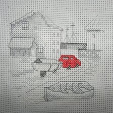 Схема вышивки «путешествие красной машинки-3»