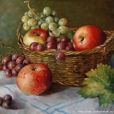 Натюрморт яблоки и виноград