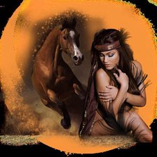 Оригинал схемы вышивки «девушка и лошадь» (№947392)