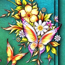 Схема вышивки «панно с бабочками и цветами»