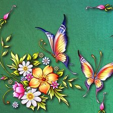 Схема вышивки «панно с бабочками и цветами»