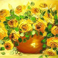 Схема вышивки «жёлтые розы в вазе»