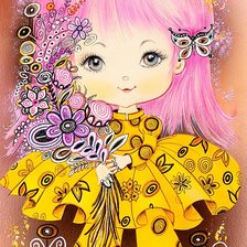 Схема вышивки «девочка с цветами»