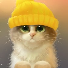 Оригинал схемы вышивки «Котенок в желтой шапке» (№952979)