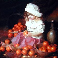 Схема вышивки «Девочка и апельсины»