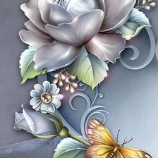Схема вышивки «панно с розой и бабочкой»