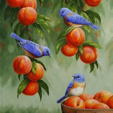 Оригинал схемы вышивки «птицы на персиковом дереве» (№958941)