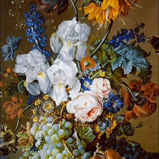 Схема вышивки «Натюрморт цветы с фруктами»