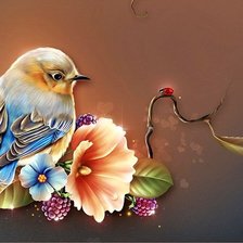 Схема вышивки «птичка на цветочке»