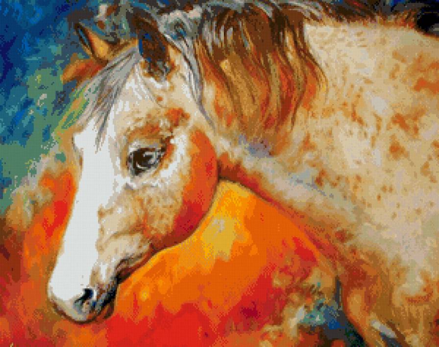 лошадь - огонь, природа, краски, живопись, лошадь, животное, конь - предпросмотр