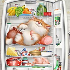 Схема вышивки «Кот в холодильнике по картине Алексея Долотова»