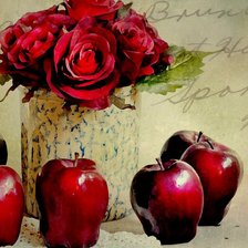 Схема вышивки «Розы и яблоки»