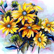Оригинал схемы вышивки «жёлтые цветы» (№971432)