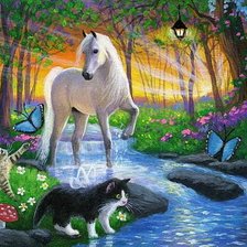 Схема вышивки «лошадка и котята»