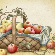 Оригинал схемы вышивки «яблочки в корзине» (№972321)