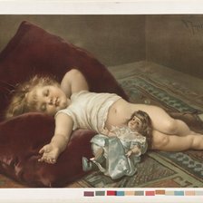 Оригинал схемы вышивки «винтажная картина " Девочка с куклой "» (№974401)
