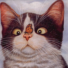 Оригинал схемы вышивки «Кот и бабочка» (№979248)