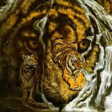 Схема вышивки «3 тигра»