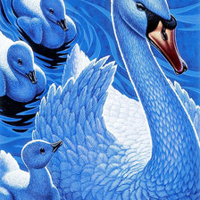 Схема вышивки «Серия "Пернатые" Голубые лебеди"»