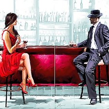 мужчина и женщина в баре (диптих вместе)