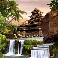 Схема вышивки «Водопад и Пагода»
