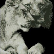 Оригинал схемы вышивки «пара львов» (№987761)