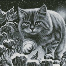 Оригинал схемы вышивки «Снежный кот 1» (№988136)