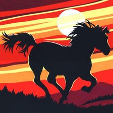 Схема вышивки «лошадь на закате»