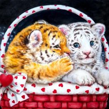 Схема вышивки «тигрята в корзинке»